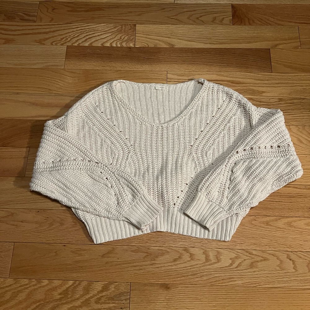 100% cotton Off- Shoulder Cream Crochet Sweater
